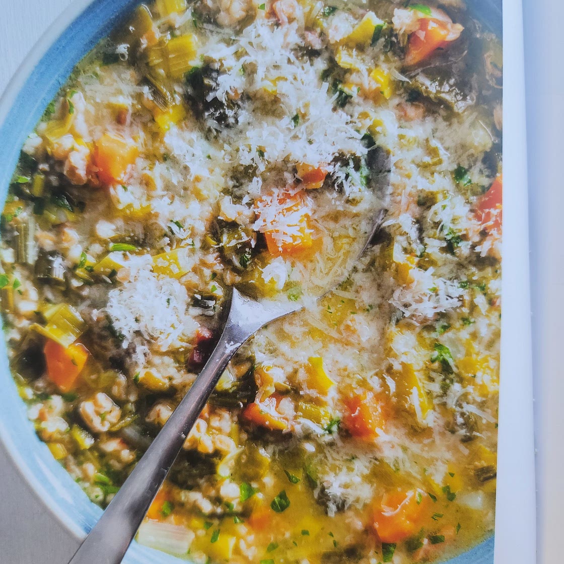 Farro and leek soup