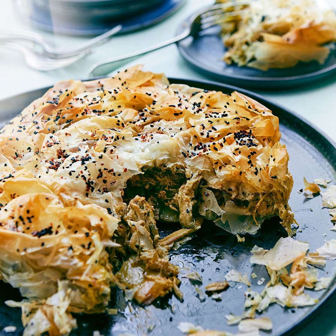 Chicken shawarma pie (veganised)