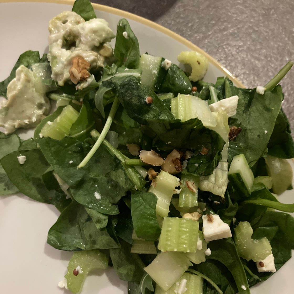 Easy Spinach Salad with Apples, Walnuts, and Feta
