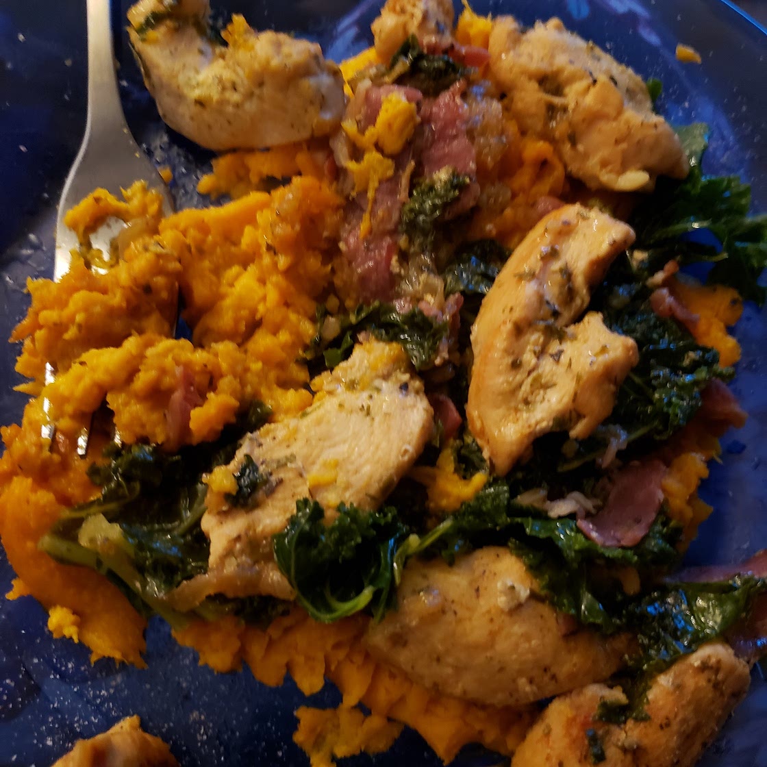 Chicken, Bacon, & Kale Stuffed Sweet Potatoes (Whole30, paleo, AIP)
