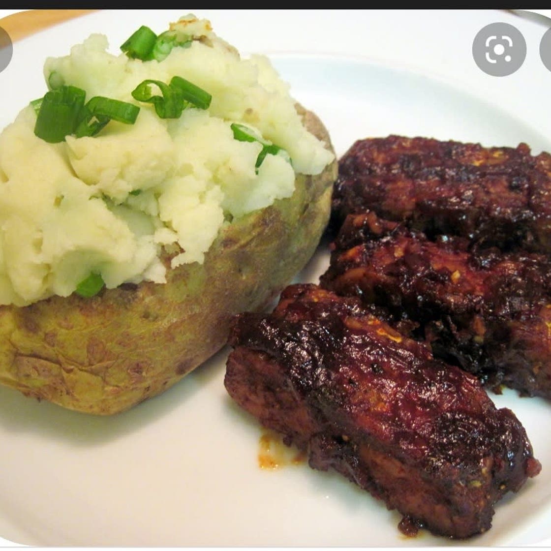 Pork ribs and Baked potatoes