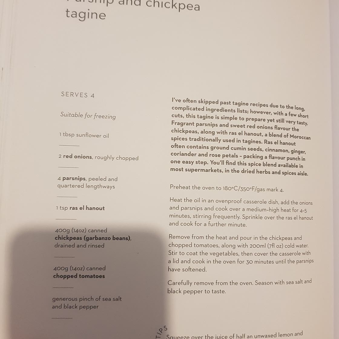 Parsnip and chickpea tagine