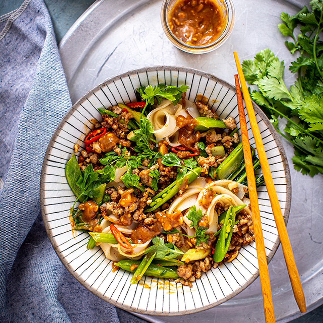 Peanut Butter Satay Pork Noodles