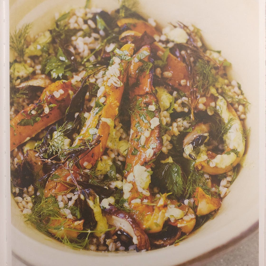 Barley, squash& mushrooms with herb and crème fraîche dressing