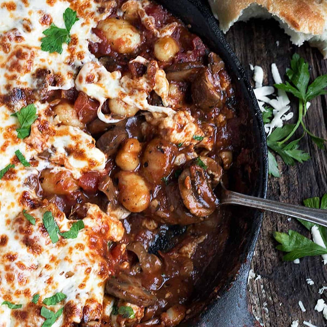 Easy Cheesy Mushroom Gnocchi Skillet