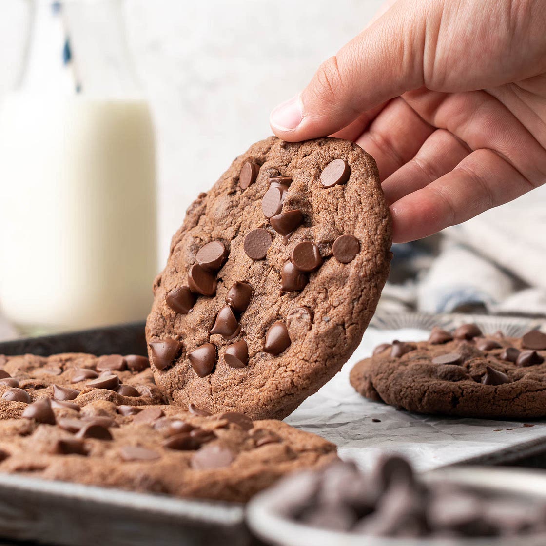 Small Batch Gluten Free Double Chocolate Chip Cookies