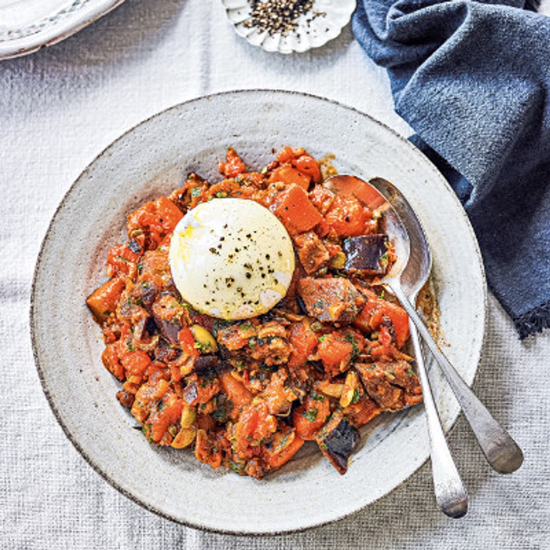 Pumpkin & aubergine agrodolce with burrata