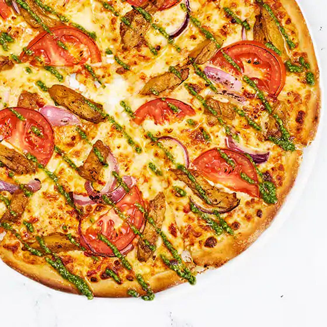 pizza veggi pesto pollo