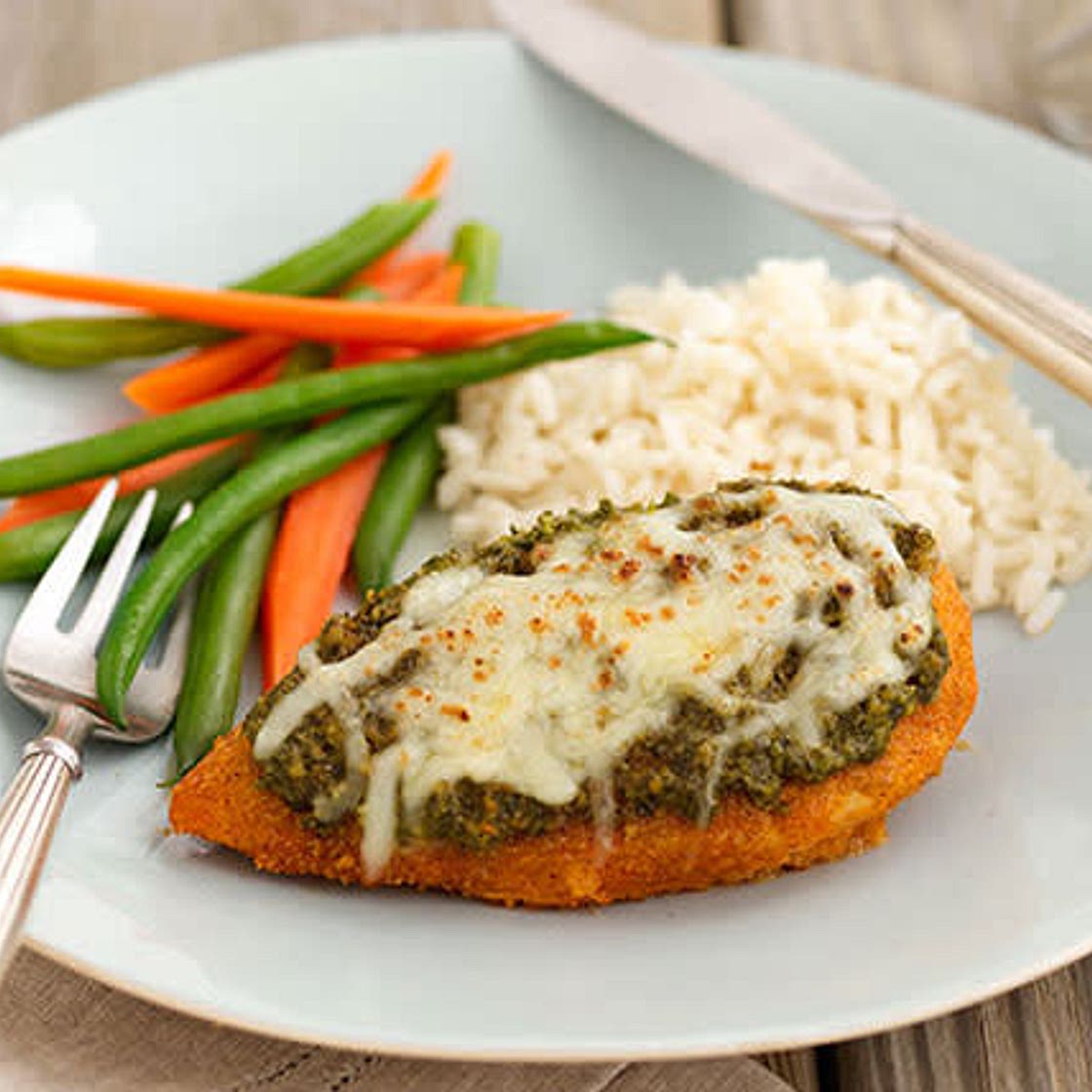 Crispy Baked Pesto Chicken