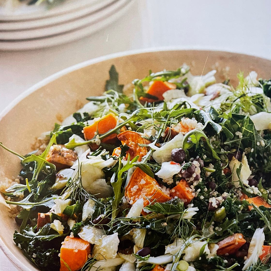 Bean, sweet potato and fennel salad 