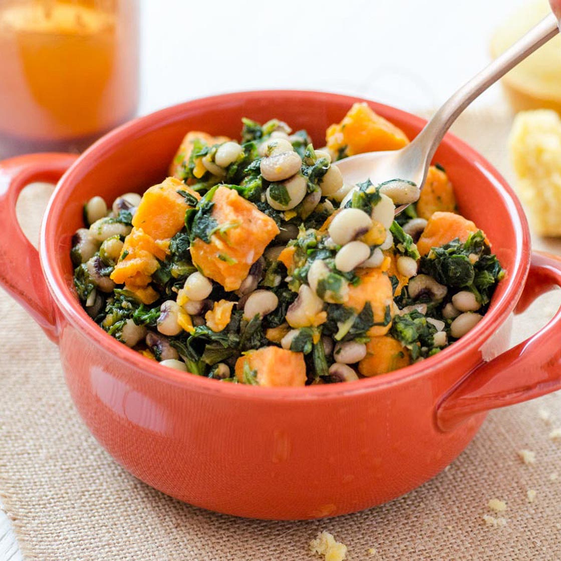 Black-Eyed Peas with Sweet Potatoes and Greens