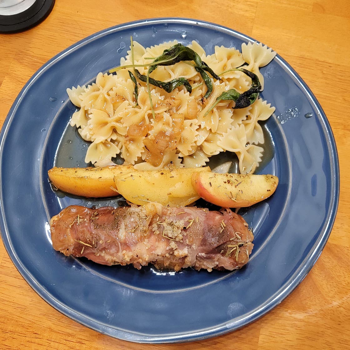 Prosciutto Apple and Sage Butter Chicken with Cider Pan Sauce