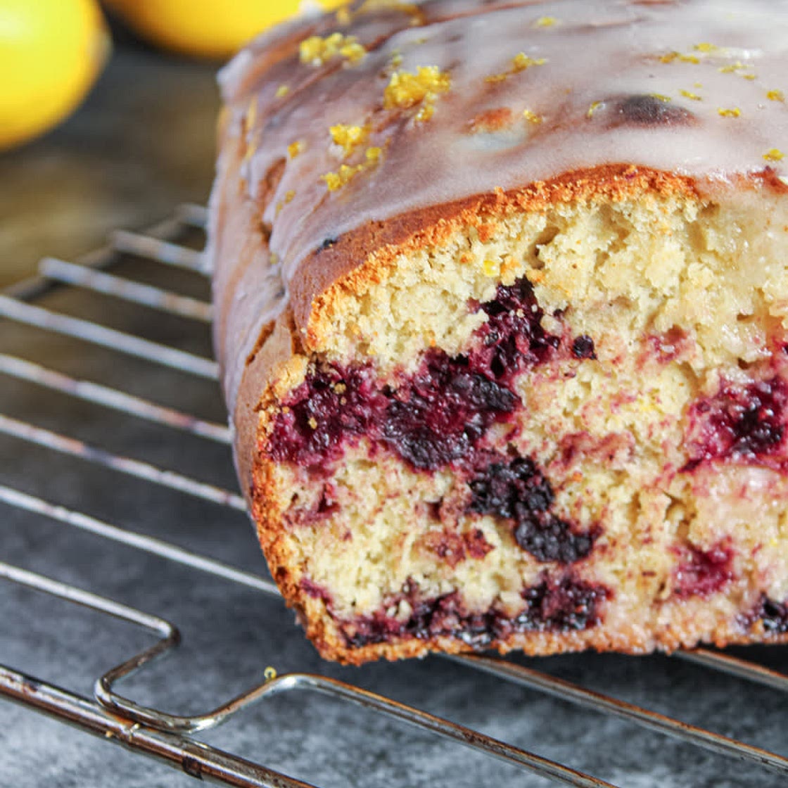 Lemon and blackberry pound cake