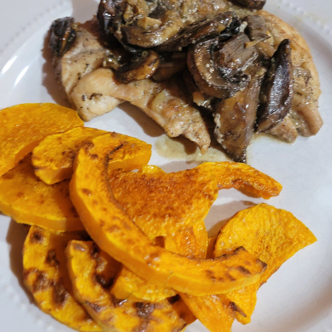 One Skillet Chicken with Garlicky Mushroom Cream Sauce