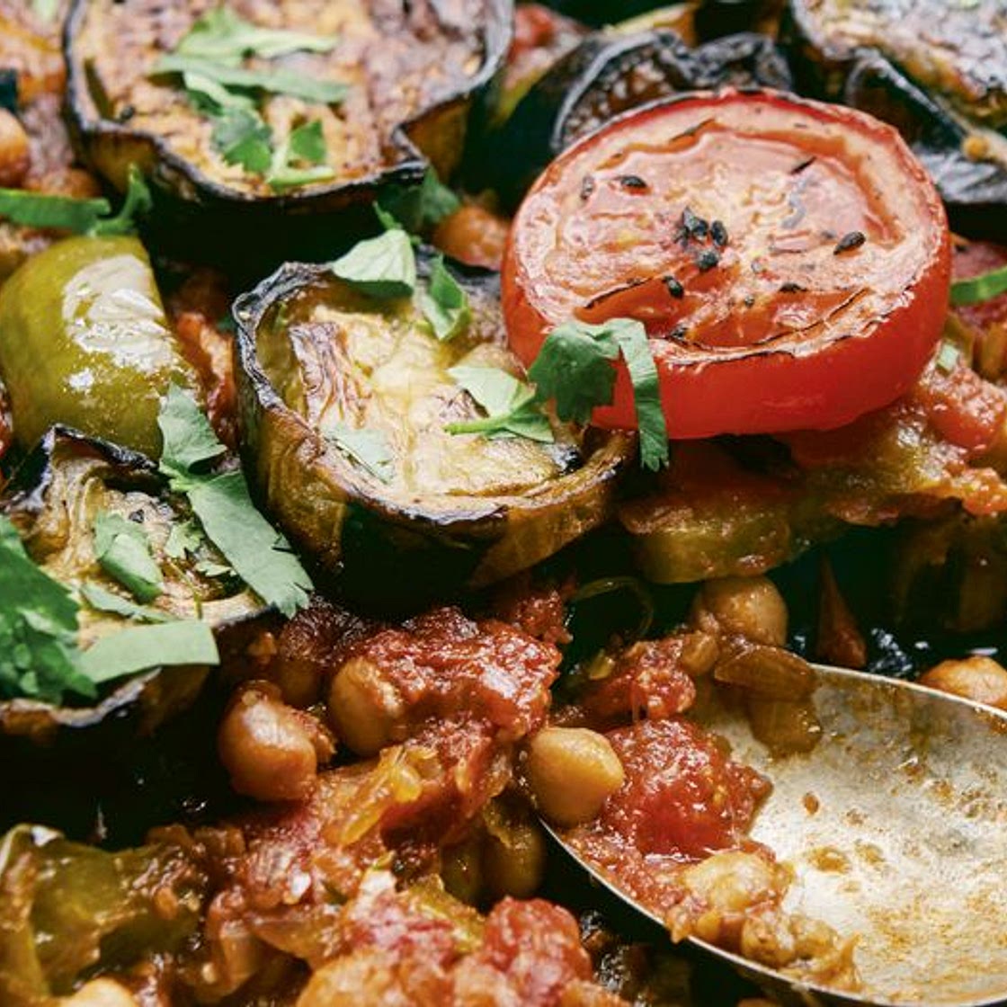 Aubergine, Chickpea and Tomato Bake (Musaqa’a)