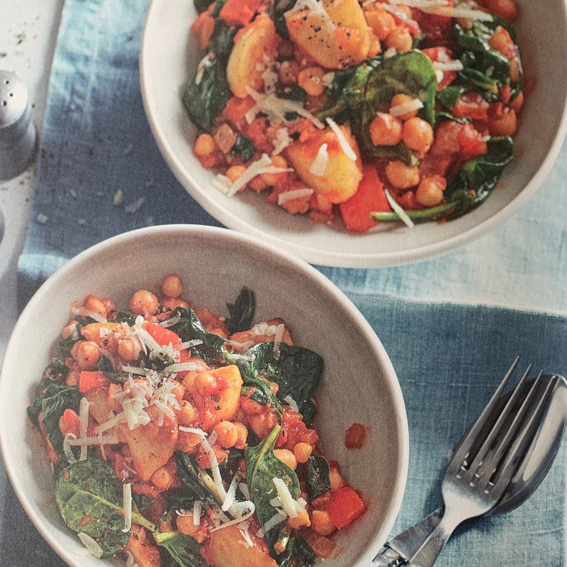 Kikkererwten met Aardappel en spinazie