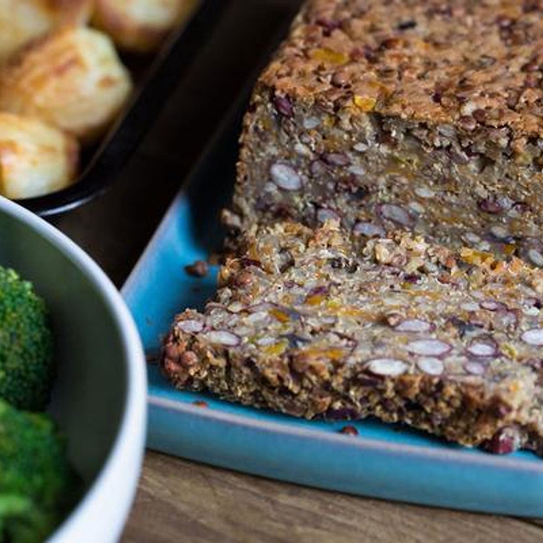 LENTIL, HARICOT BEAN AND MUSHROOM ROAST