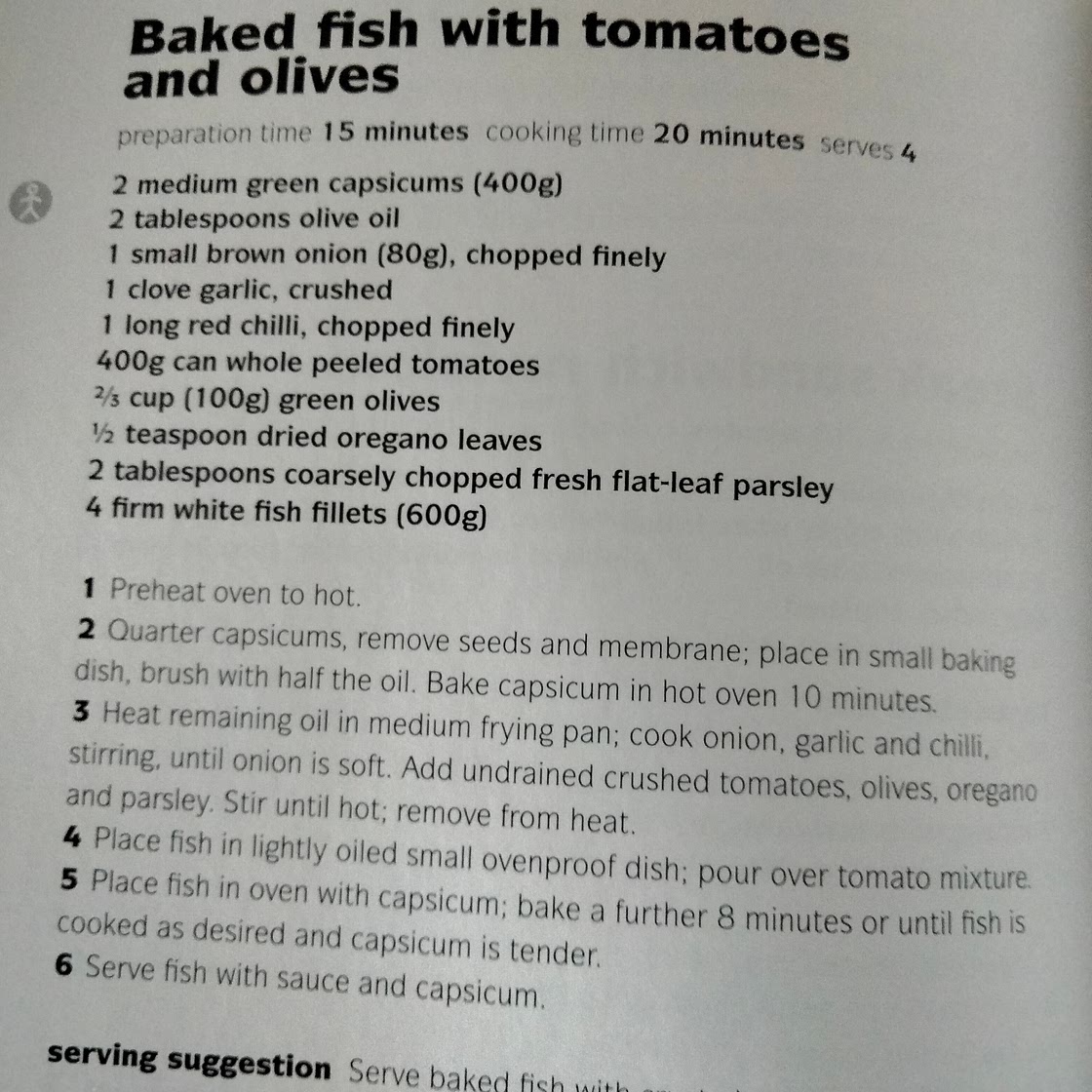 Baked fish with tomato and olives