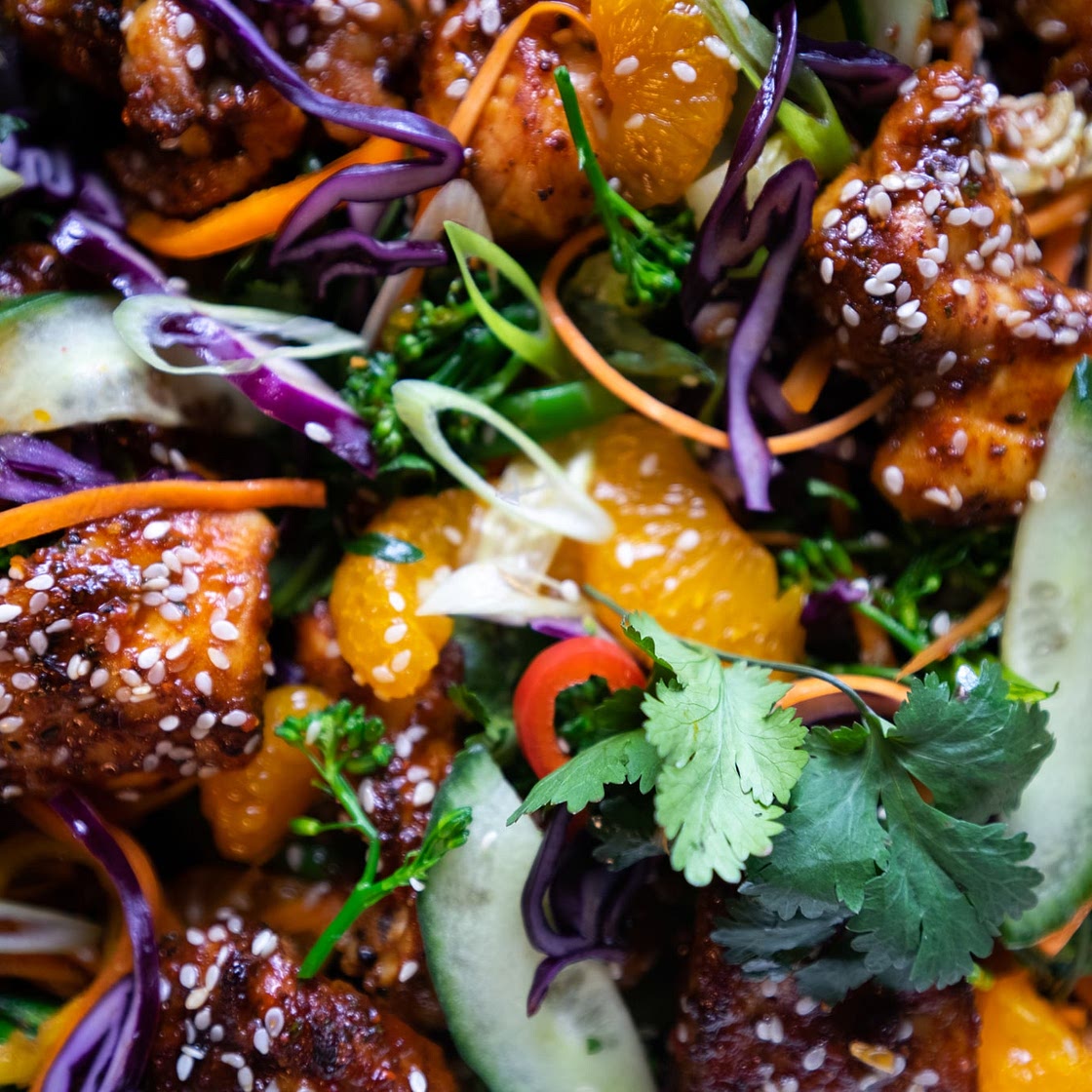 Salt & Pepper Chicken with a Mandarin & Broccoli Salad by Pureety