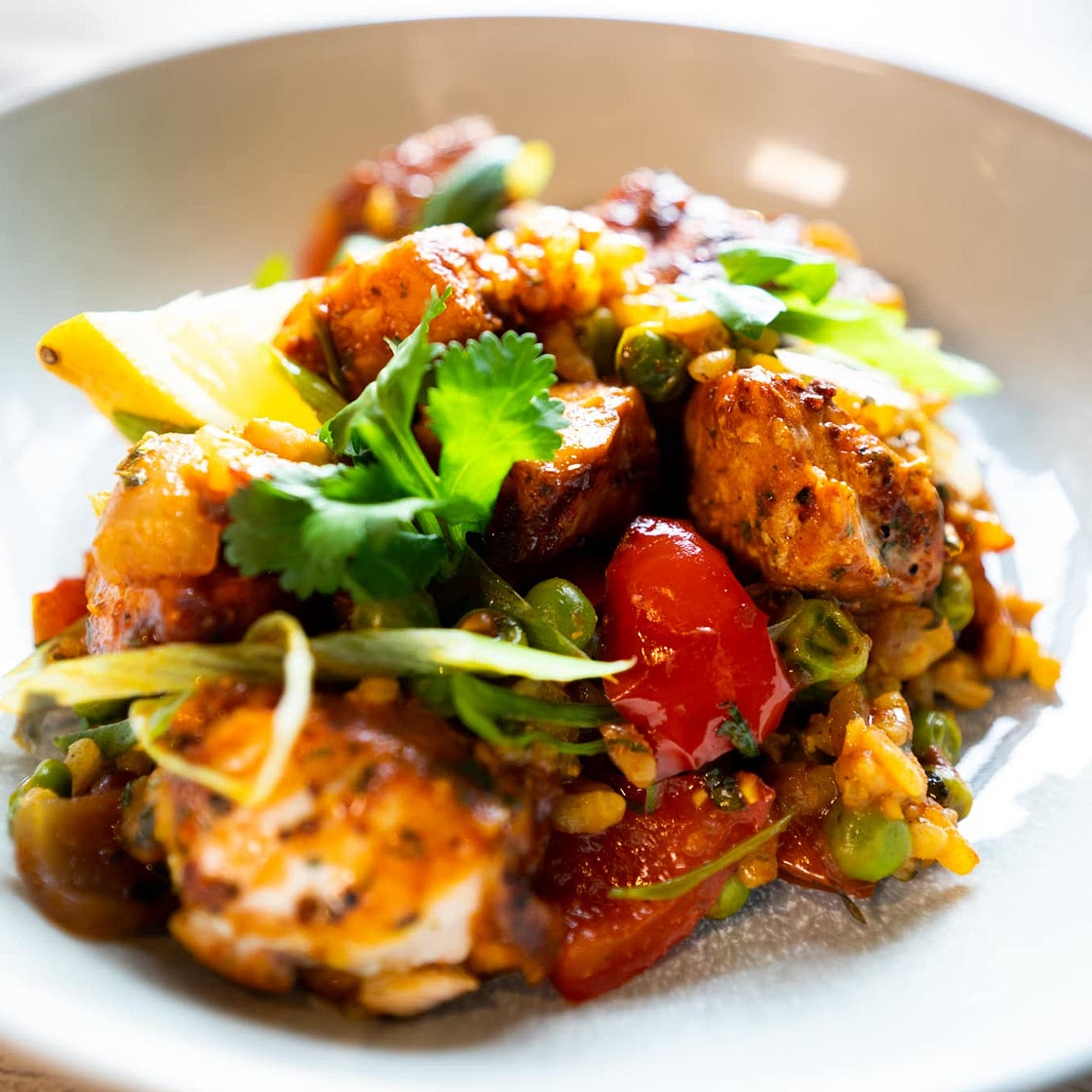 Salt & Pepper Salmon & Paella Rice by Pureety