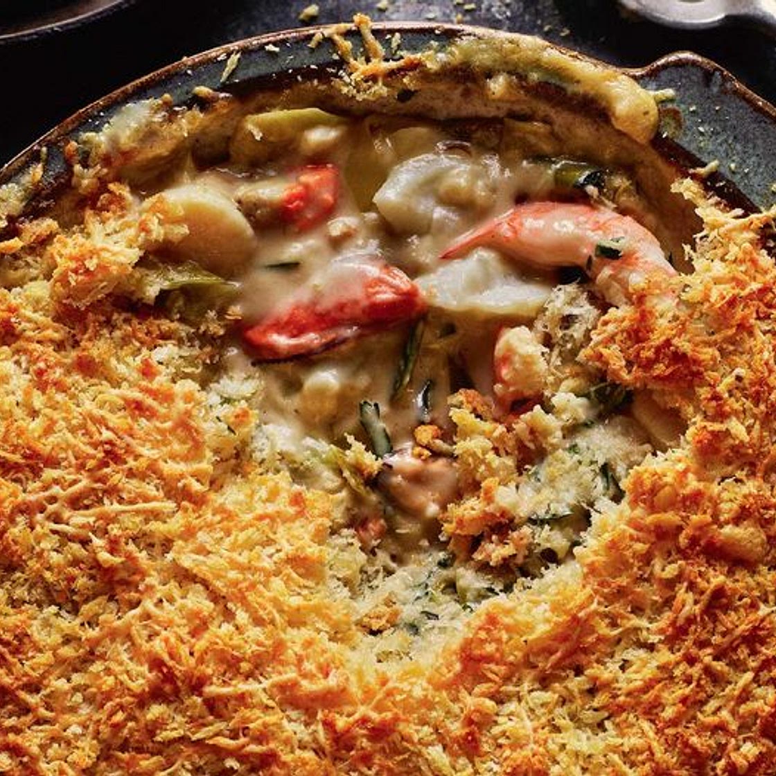 Rick Stein’s Seafood Gratin with Caramelised Apples