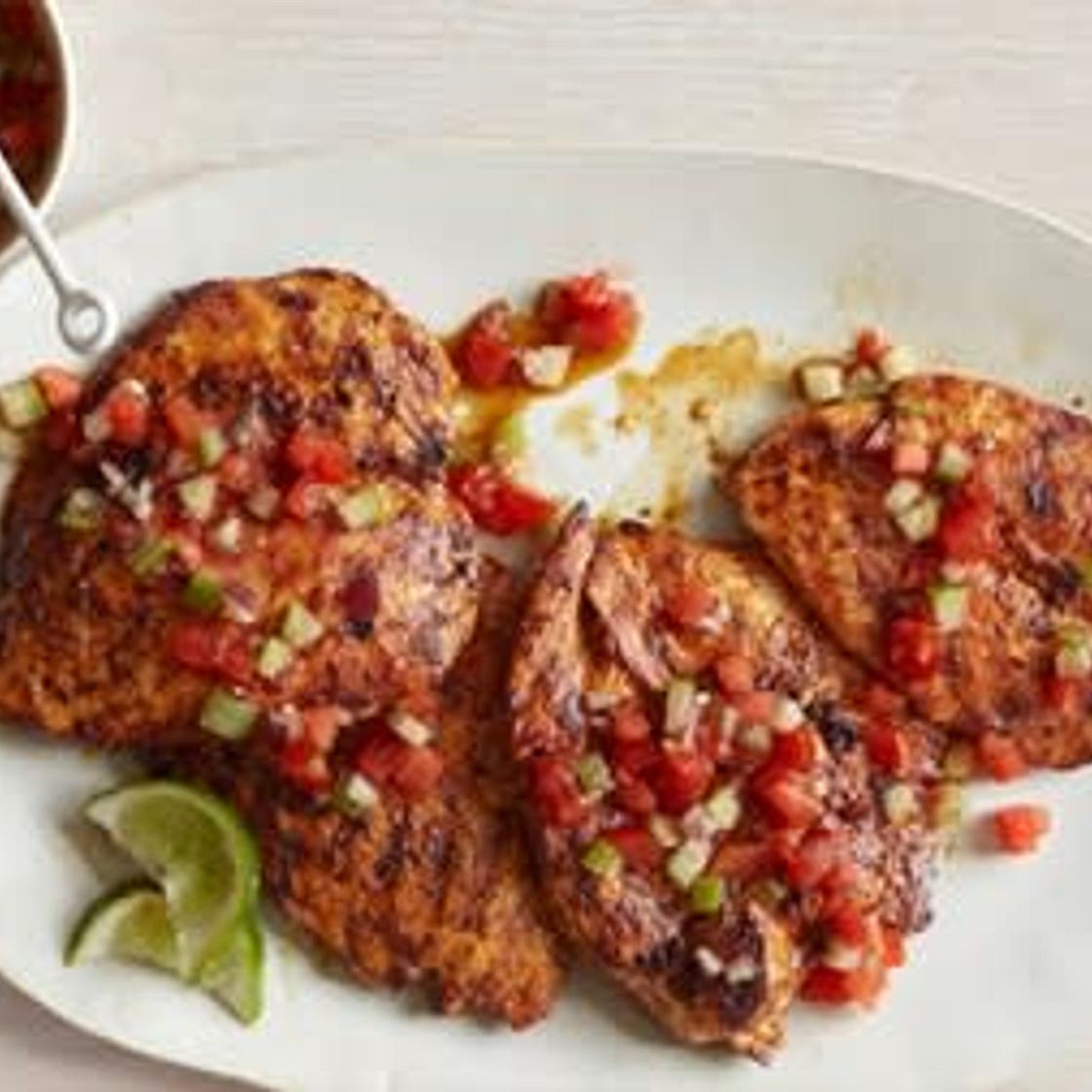 Chile Rubbed Grilled Chicken with Tomatillo Salsa