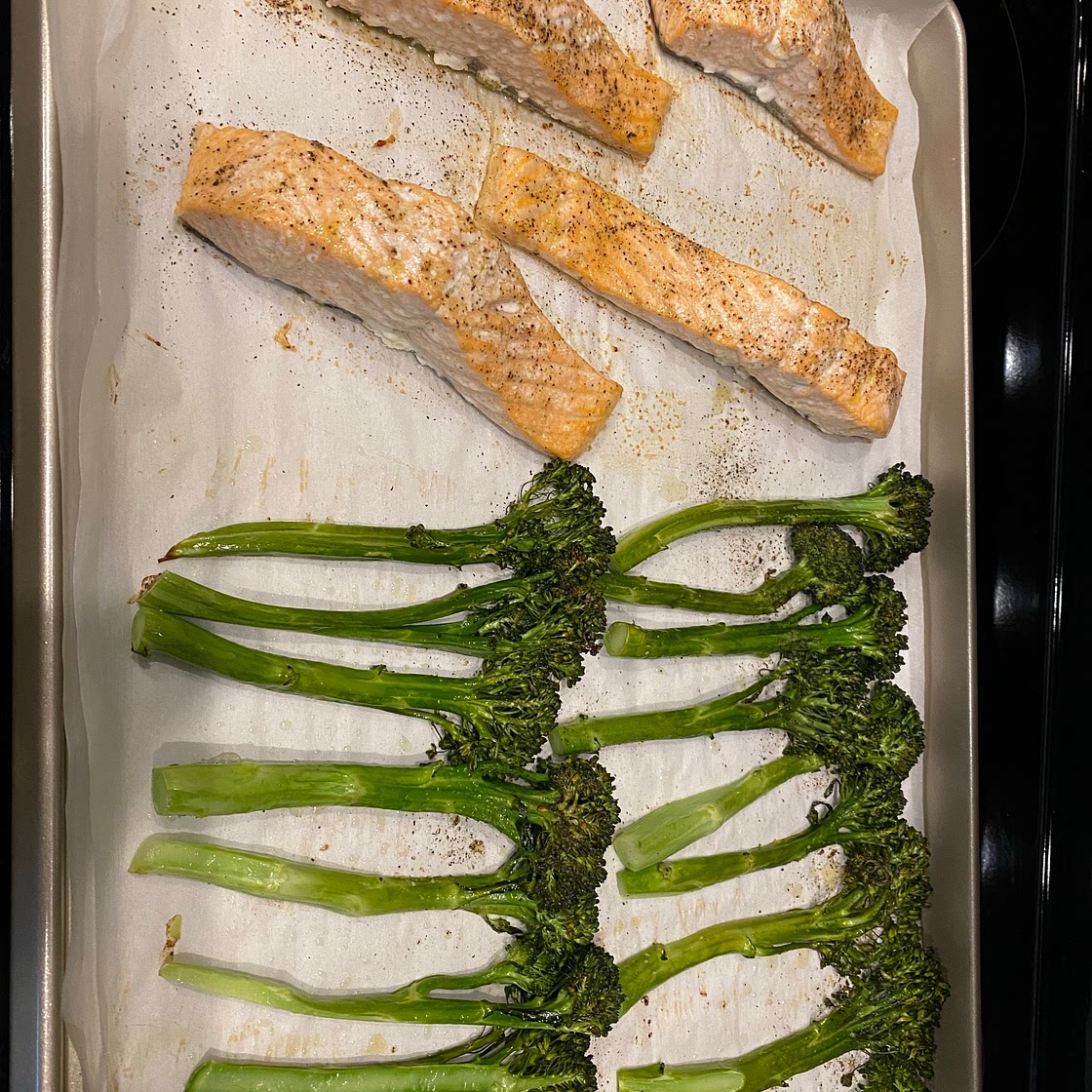 Sheet Pan Honey Lemon Sheet Pan Salmon and Broccolini