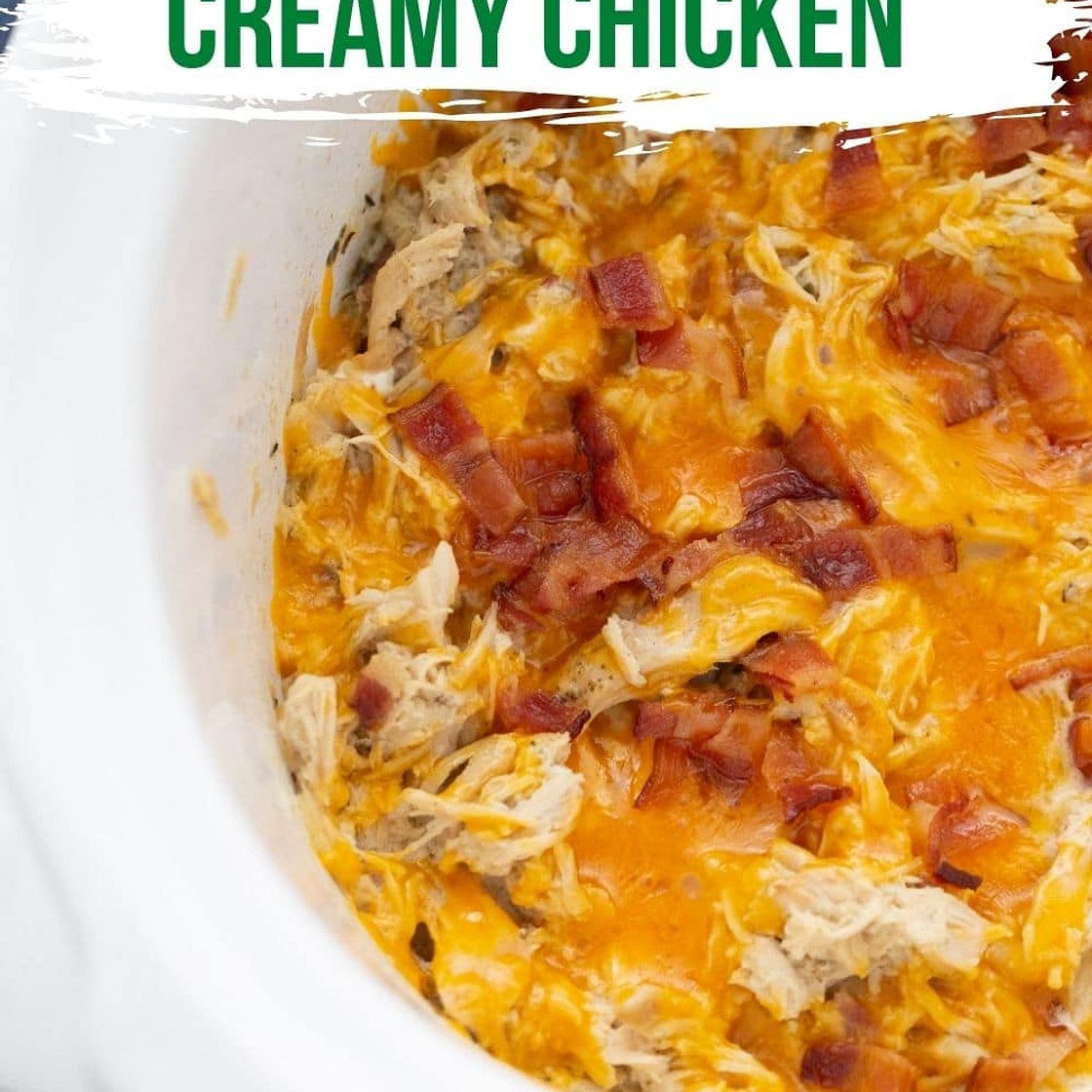 Creamy Slow Cooker Chicken with Bacon & Cheese {low carb & keto}