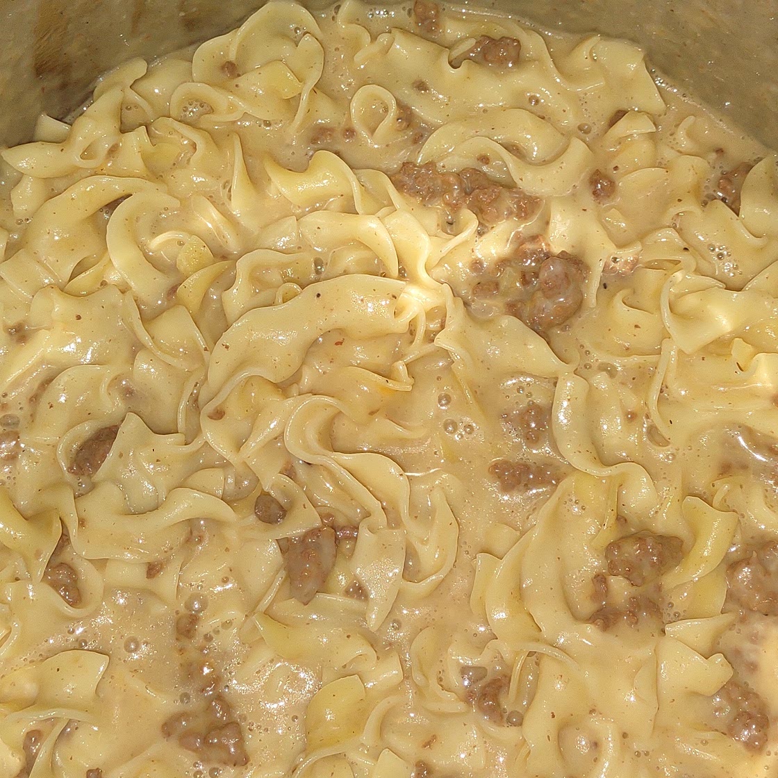 Instant Pot Cheesy Ground Beef and Noodles