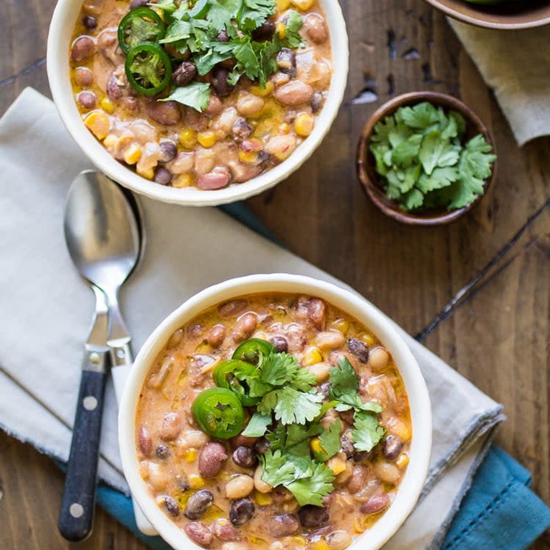 Creamy Enchilada Crockpot Vegetarian Chili