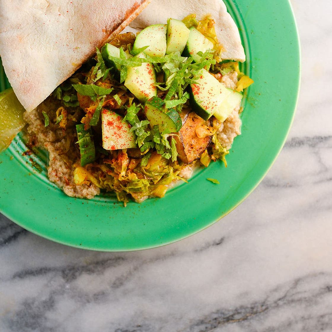 Eggplant and Cabbage Pitas