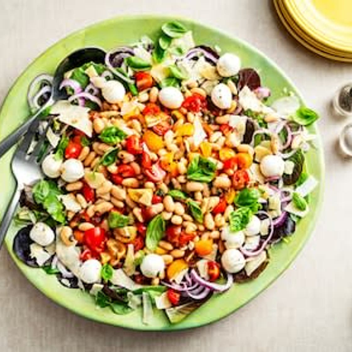 Pizza Salad With Marinated White Beans