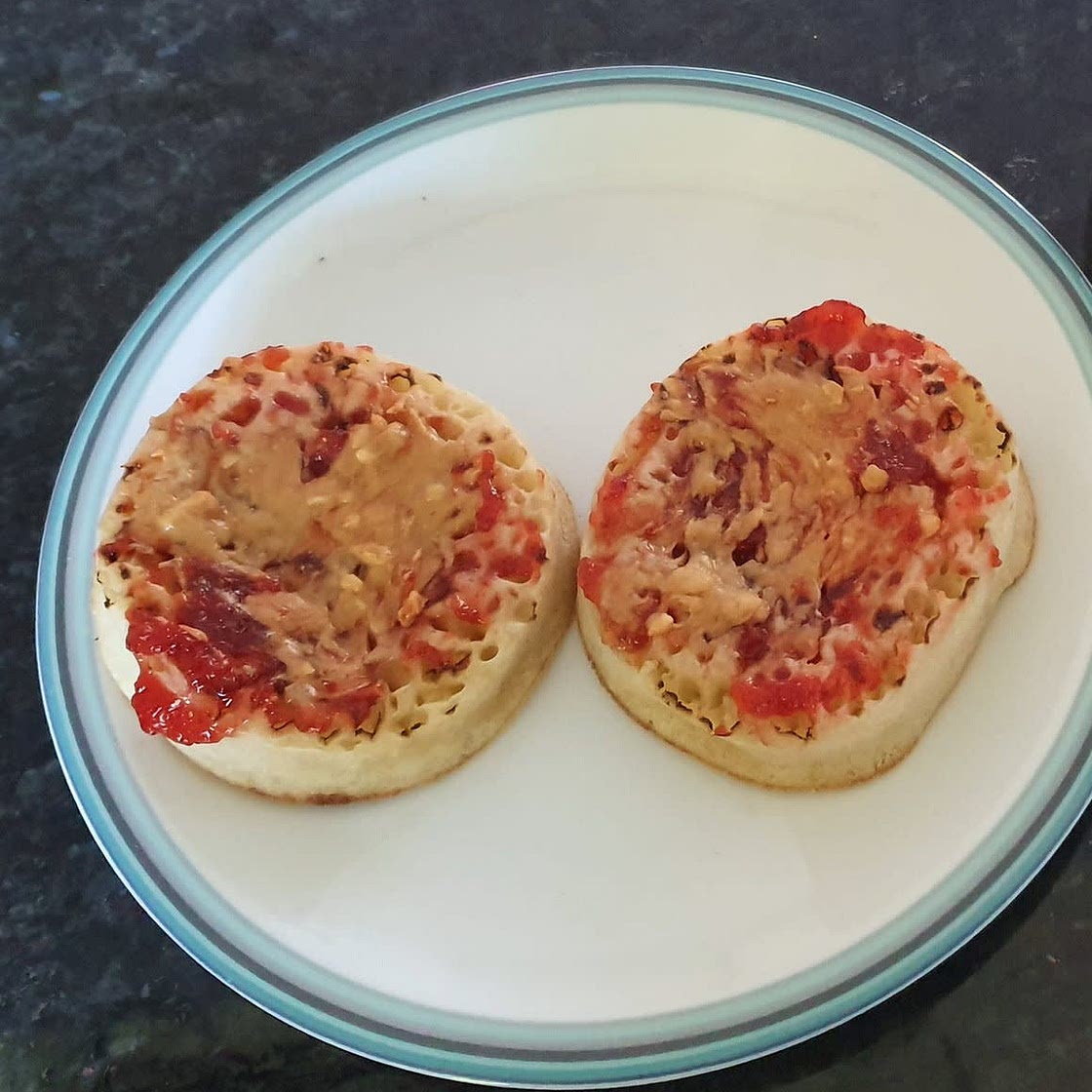 Peanut butter & jam crumpets