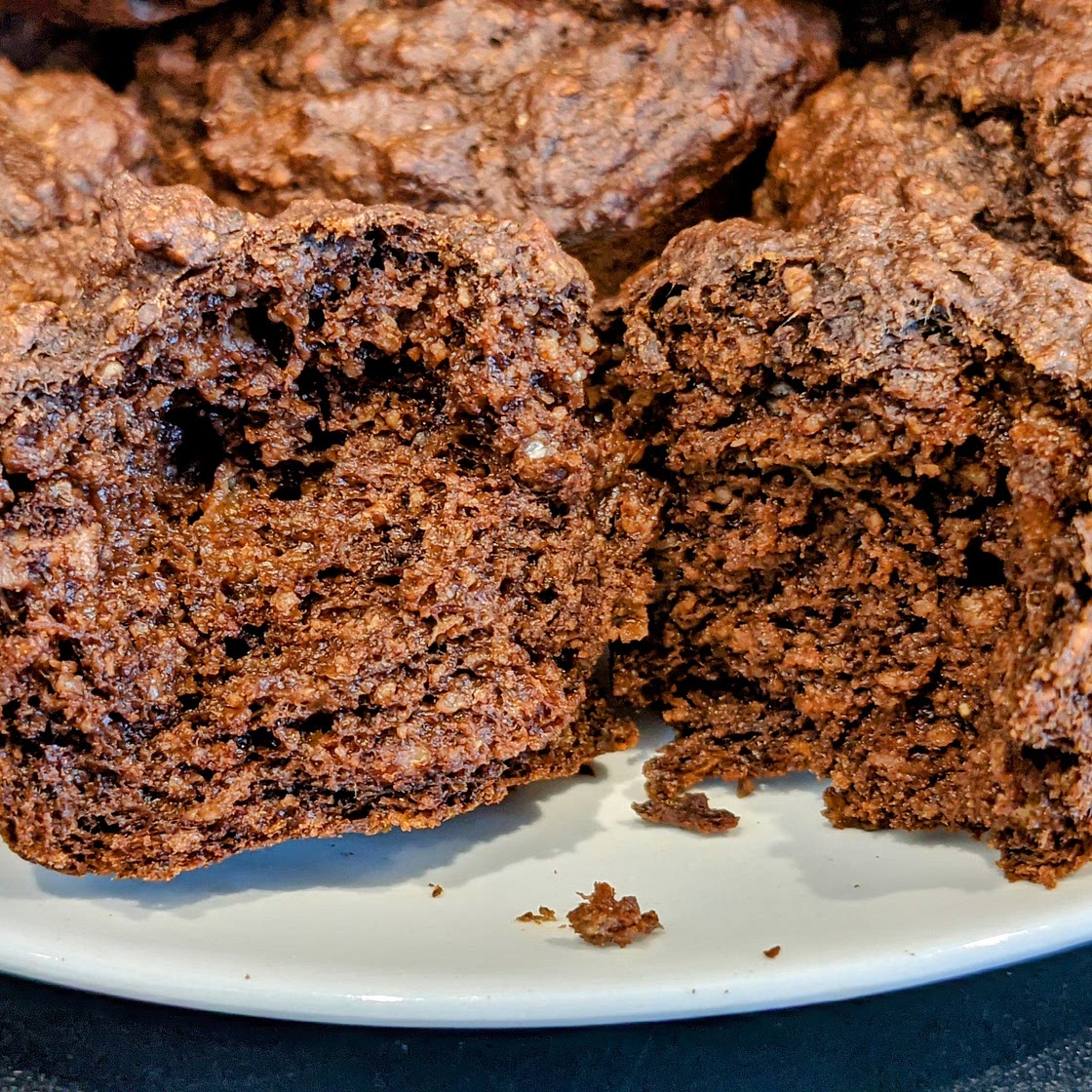 Chocolate, banana and date muffins