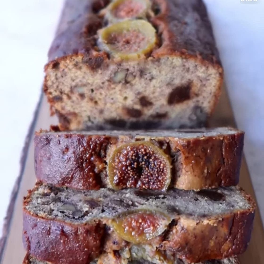 banana bread with figs and walnuts