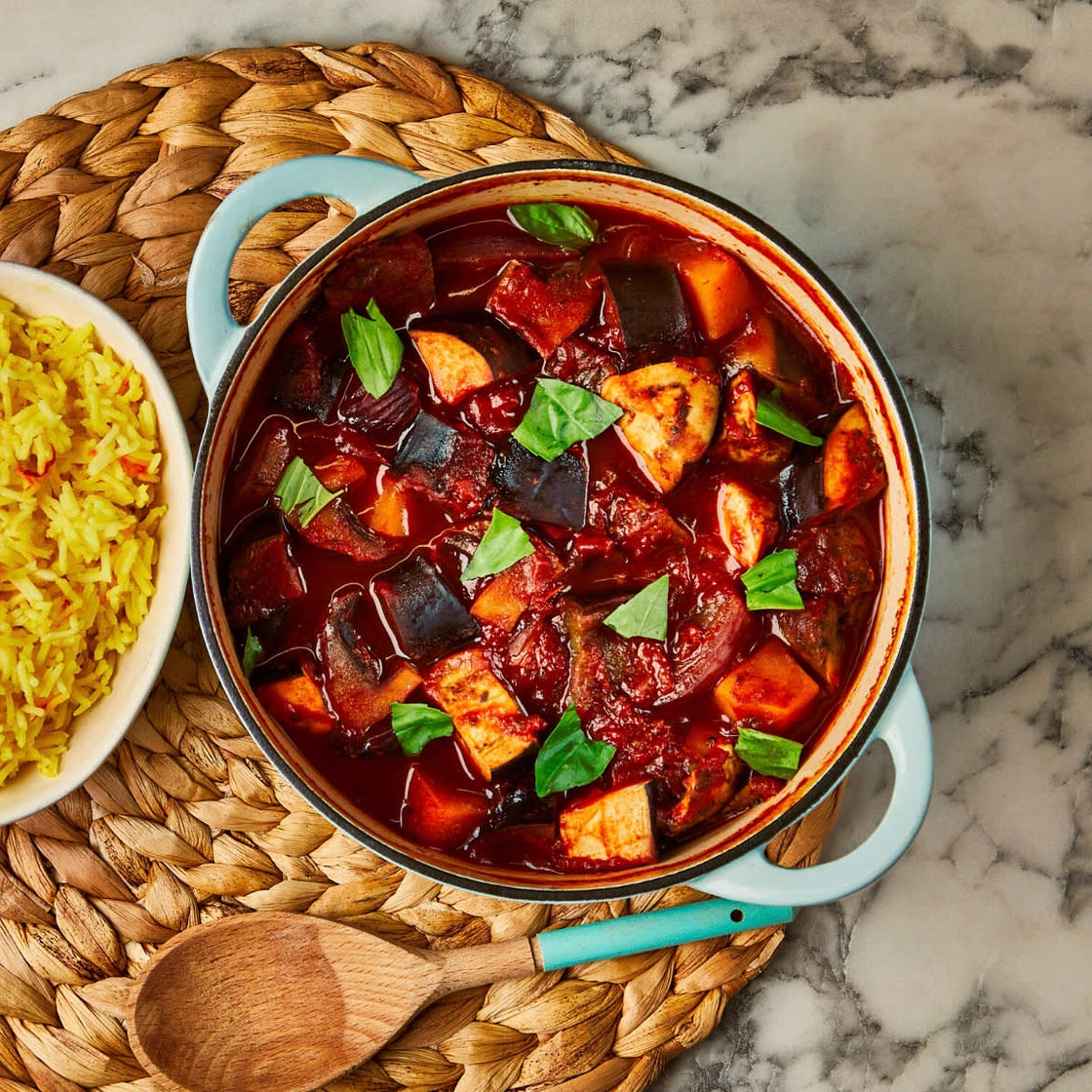 Oven-Baked Autumn Ratatouille With Saffron Rice