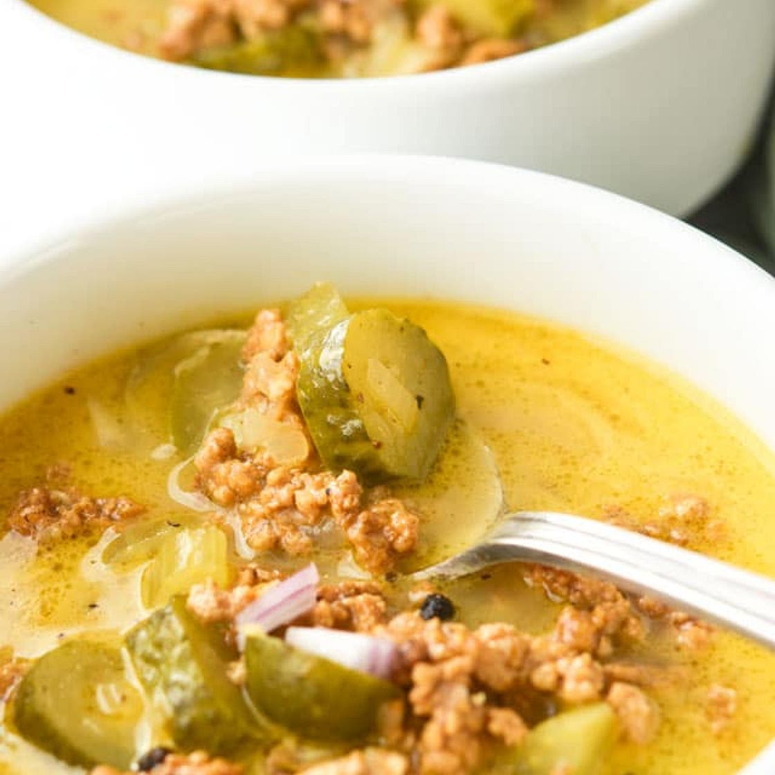 Healthy Dill-icious Cheeseburger Soup {Instant Pot or Stove Top}