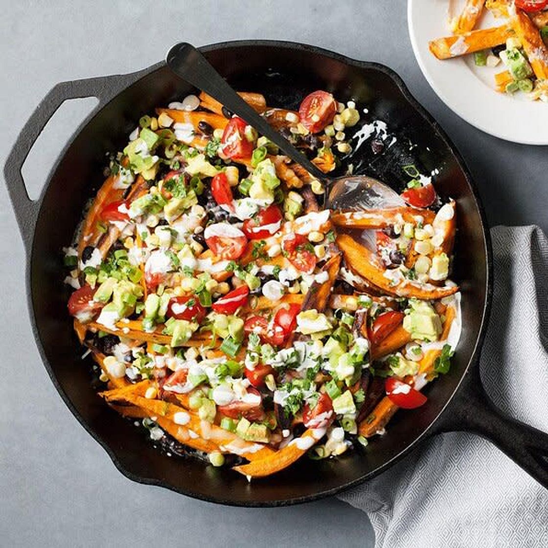 Loaded Sweet Potato Nacho Fries