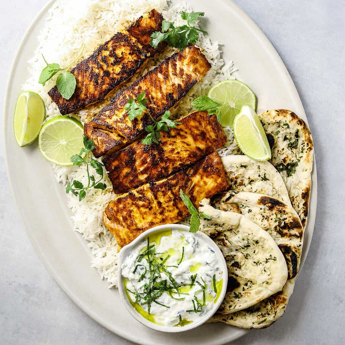 Tandoori Salmon with Cucumber Raita