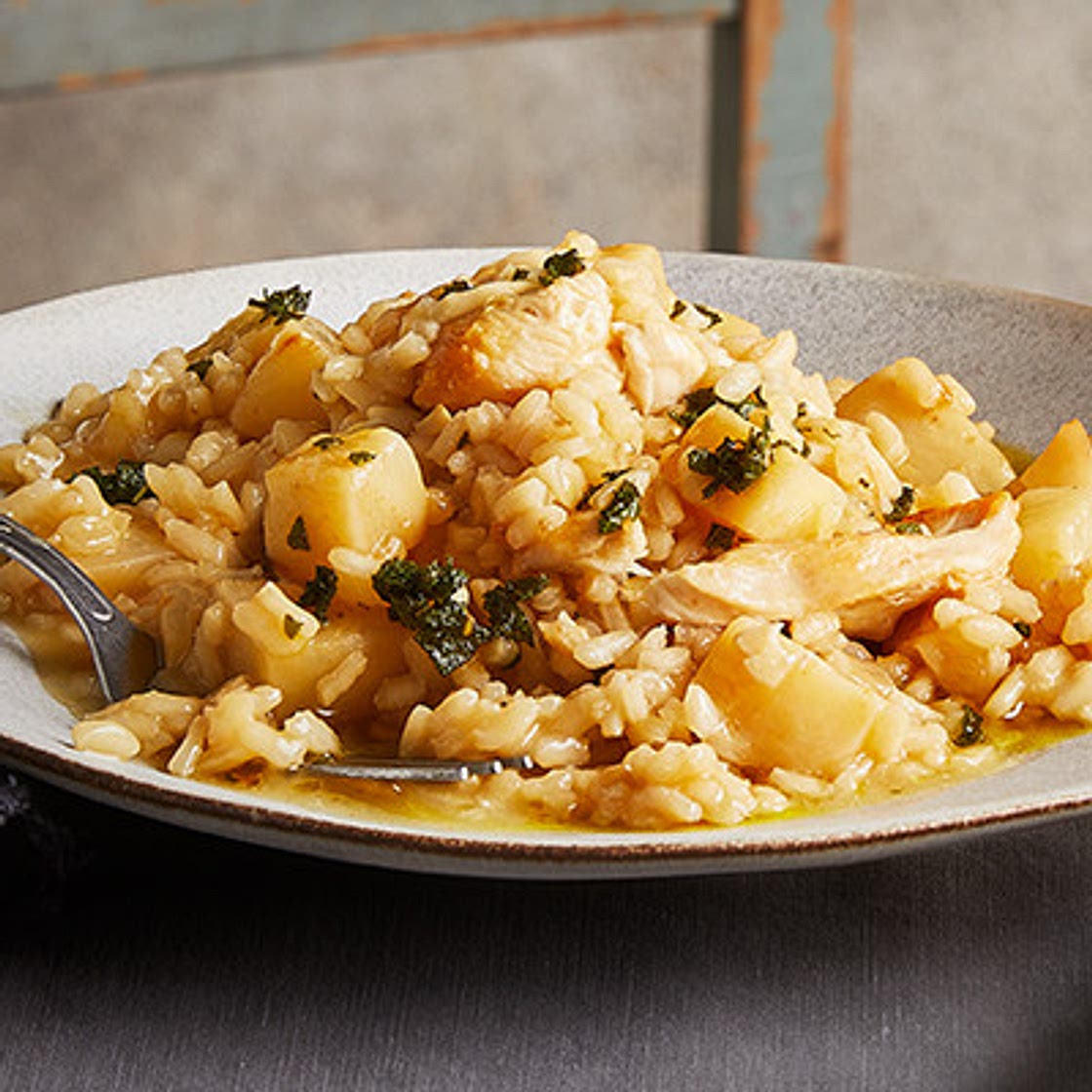 Celeriac, sage & chicken risotto