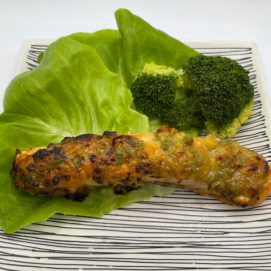 Ginger-miso glazed salmon