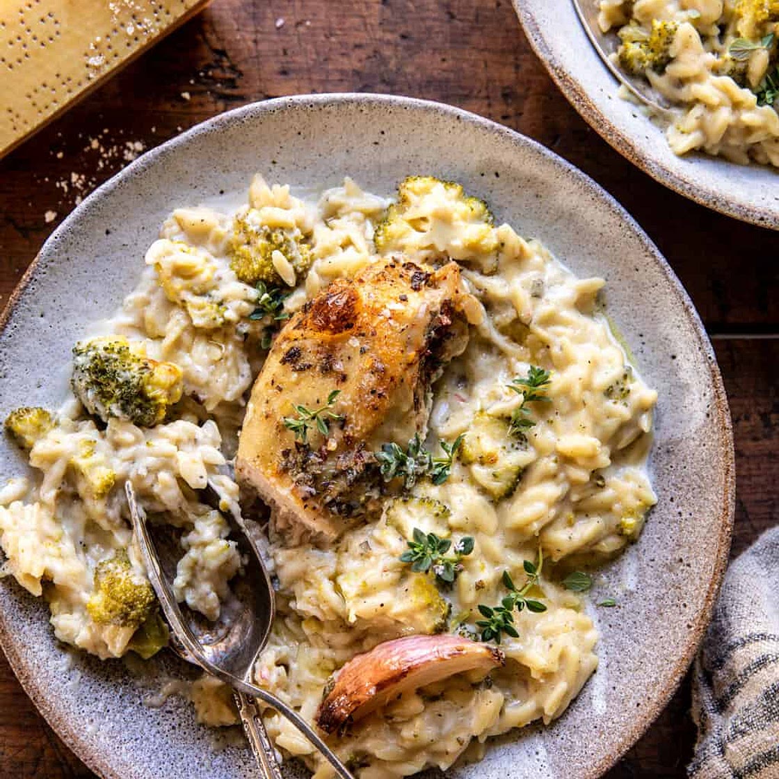 Slow Cooker Mustard Herb Chicken and Creamy Orzo