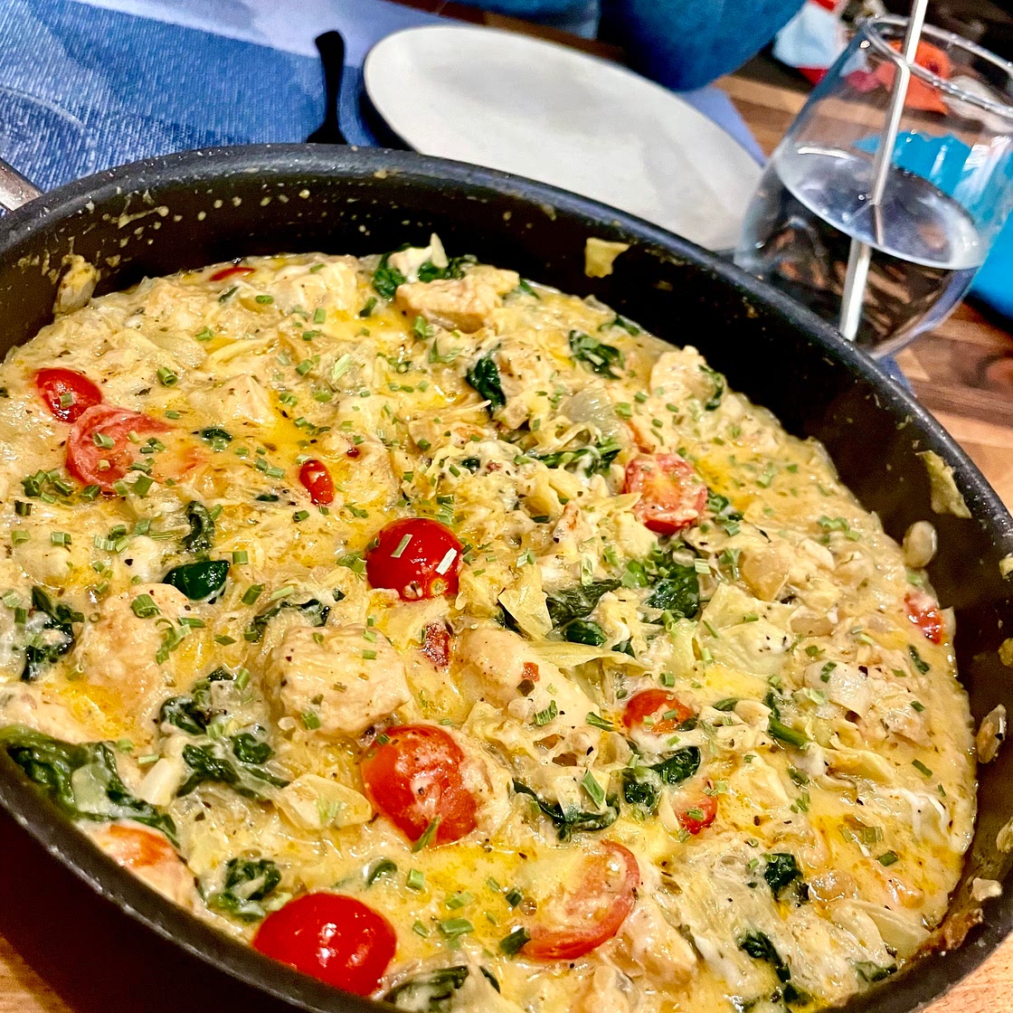 Spinach and artichoke chicken spaghetti squash