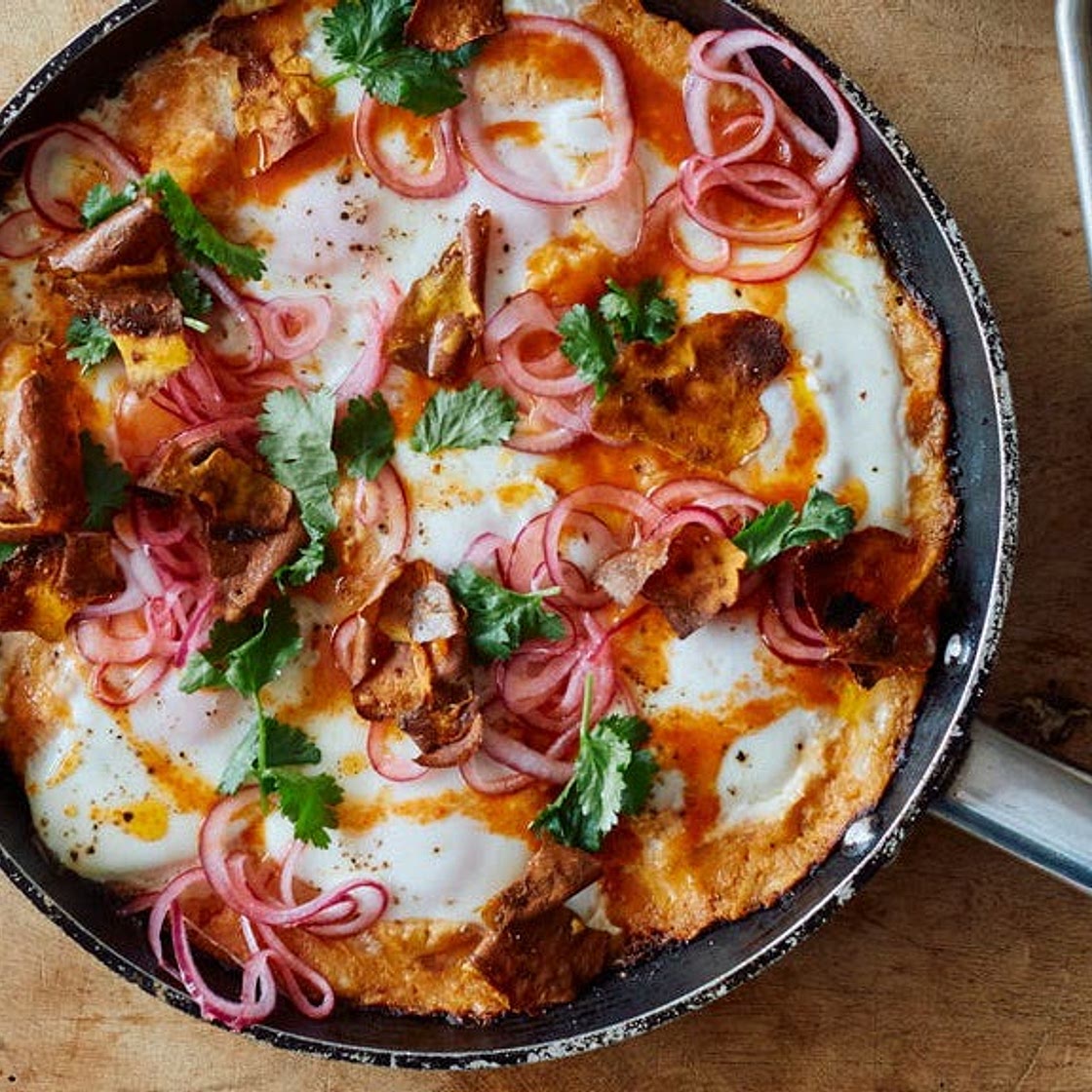 Sweet potato shakshuka with sriracha butter