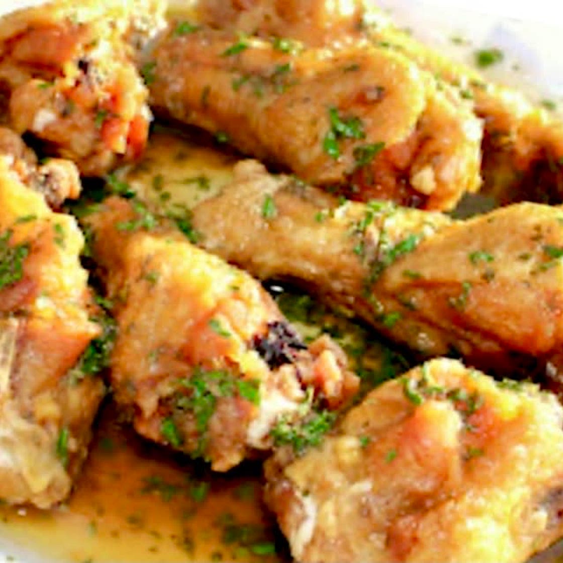 Baked Garlic Cilantro Chicken Wings.
