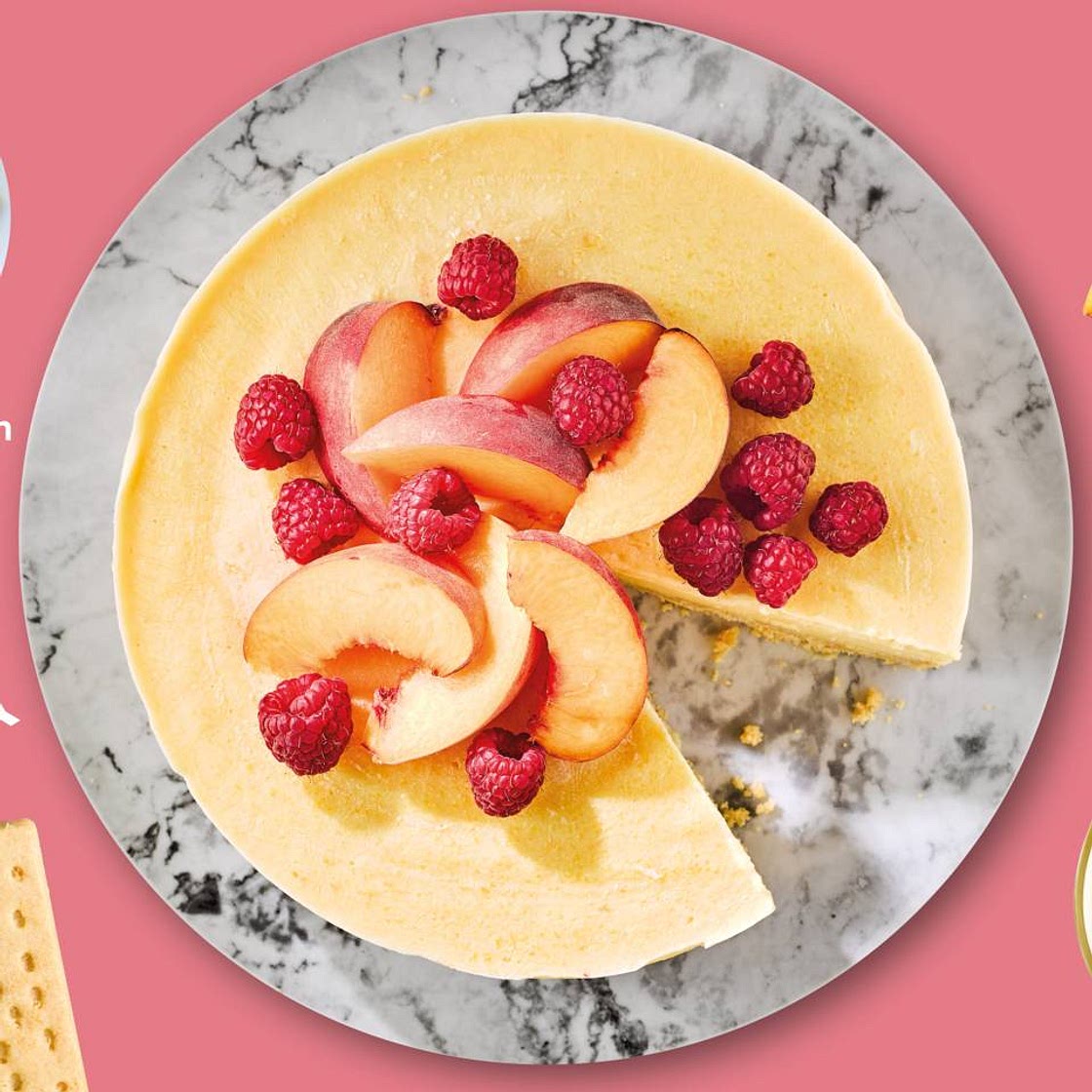 Peach, passion fruit and raspberry froyo cake