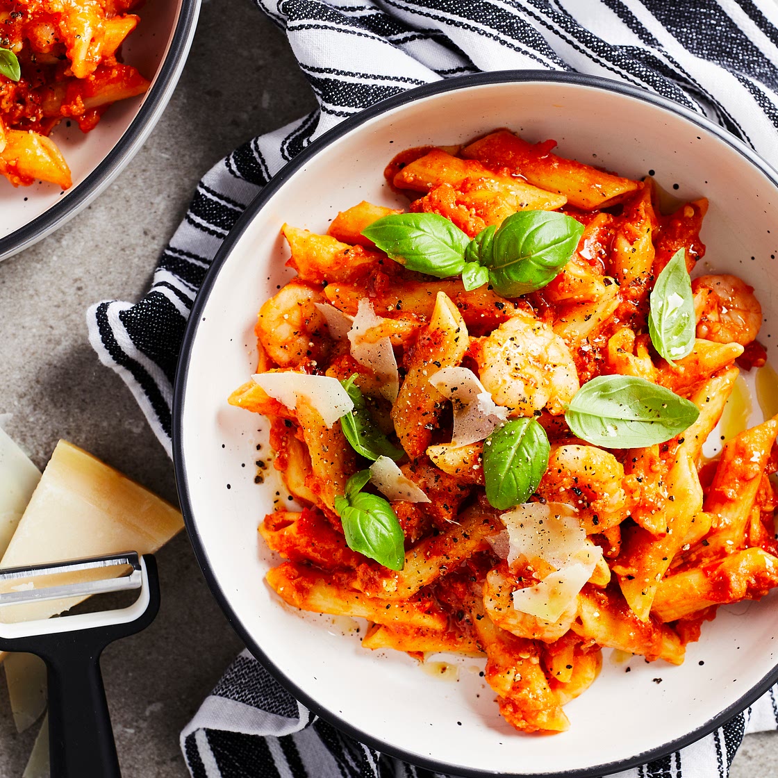 chilli prawn chorizo penne