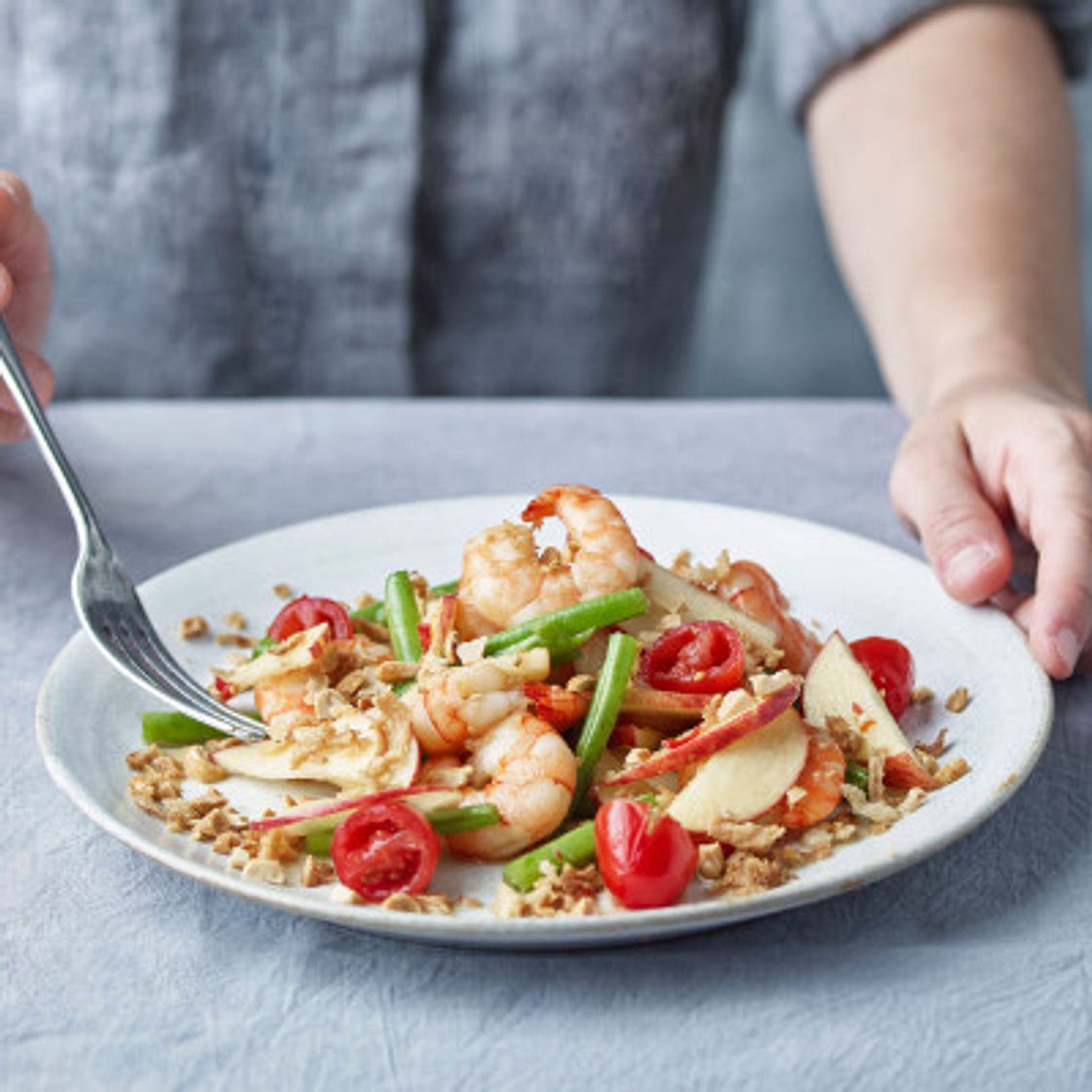 Thai-style apple and prawn salad