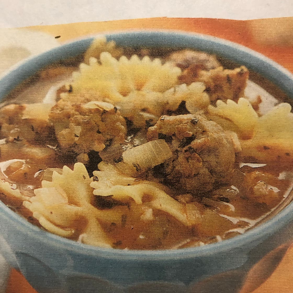 Bow Tie Sausage Soup 