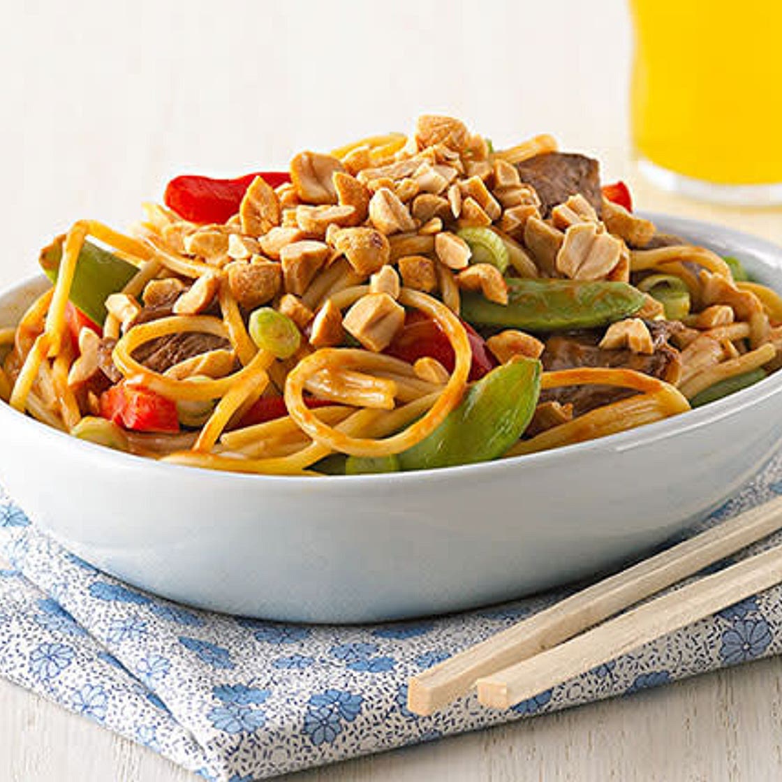 Asian Peanut Noodles with Beef